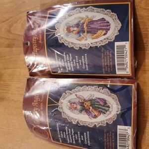 Vintage 90s Cross My Heart Tapestry Angel Kits Set of 2